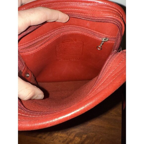 Vintage Coach Leather Camera Bag Crossbody Double Zip 9817 Red - Picture 10 of 14